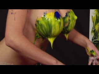 hanna painting with her boobs...) 720p...)))